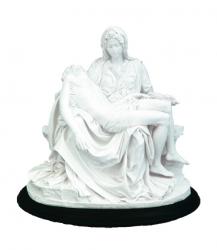  Pieta Statue in White w/Wood Base, 7\"H 