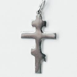  Sterling Silver Rhodium Plated Medium Plain Orthodox Cross 