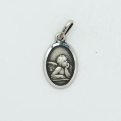  Sterling Silver Small Oval Guardian Angel Medal 