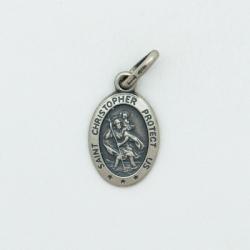  Sterling Silver Small Oval Saint Christopher Medal 