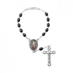  GUARDIAN ANGEL AUTO ROSARY BLACK WOOD BEADS 