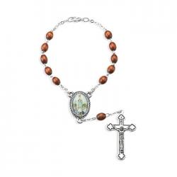  O.L. OF THE HIGHWAY AUTO ROSARY BROWN WOOD BEADS 