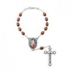  GUARDIAN ANGEL AUTO ROSARY BROWN WOOD BEADS 