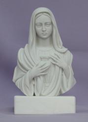  Immaculate Heart of Mary Bust in Alabaster & Resin w/White Alabaster Base, 5\"H 