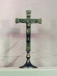  Standing Antiqued Brass Crucifix, 10.5\" 