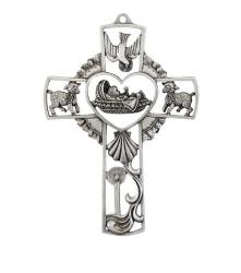  Pewter Baby Wall Cross (5\") 