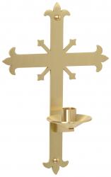  Dedication Candle Bracket - Brass - Fleur De Lis 