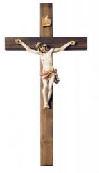  8\" Beveled Fontanini Crucifix in Walnut Wood - Antique Ivory Corpus 