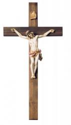  8\" Beveled Fontanini Crucifix in Walnut Wood - Hand Painted Corpus 