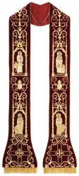  Dark Red Overlay Stole - Four Evangelists Motif - Velvet Fabric 