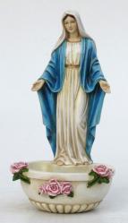  Our Lady of Grace Holy Water Font Hand-Painted, 7.5\" 