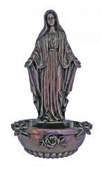  Our Lady of Grace Holy Water Font in Hand-Painted Cold Cast Bronze, 7.5\" 