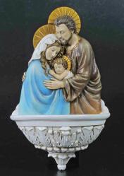  Holy Family Holy Water Font Hand-Painted, 9\" 