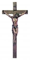  Wall Crucifix w/Hand-Painted Corpus & Wood Cross, 14\" 