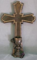  Communion Cross in Hand-Painted Cold Cast Bronze, 7.25\" 