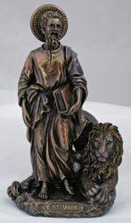  St. Mark w/Lion Statue - Cold Cast Bronze, 8\"H 