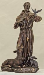  St. Francis of Assisi w/Animals Statue - Cold Cast Bronze, 8.5\"H 