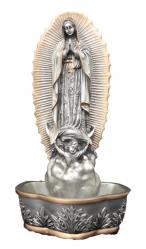  Our Lady of Guadalupe Holy Water Font in Pewter Style Finish, 7.5\" 