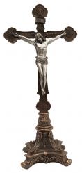  Standing Double-Sided Crucifix w/Pewter Style Corpus, 12.5\" Ht 