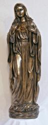  Immaculate/Sacred Heart of Mary Statue in Bronze & Fiberglass, 39\"H 
