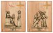  14 Stations/Way of the Cross - 24 Kt GP - Mounted Wood Cross 16" x 16" 