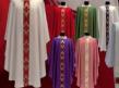  Pure White "Banded" Chasuble - "Y" Shaped - Marian Banding - Primavera Fabric - 100% Poly 