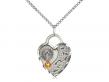  Footprints/Heart Neck Medal/Pendant w/Topaz Stone Only for November 