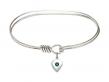  Heart Charm Birthstone Bangle Bracelet - May - Emerald 