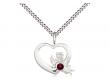  Heart/Guardian Angel Neck Medal/Pendant w/Garnet Stone Only for January 