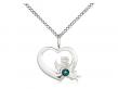  Heart/Guardian Angel Neck Medal/Pendant w/Emerald Stone Only for May 