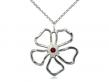  Five Petal Flower Neck Medal/Pendant w/Garnet Stone Only for January 