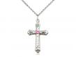  Cross Neck Medal/Pendant w/Rose Stone Only for October 