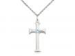  Cross Neck Medal/Pendant w/Aqua Stone Only for March 