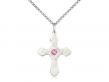  Cross Neck Medal/Pendant w/Rose Stone Only for October 