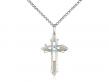  Cross on Cross Neck Medal/Pendant w/Aqua Stone Only for March 