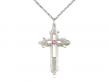  Cross on Cross Neck Medal/Pendant w/Rose Stone Only for October 