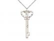  Key w/Double Hearts Neck Medal/Pendant w/Light Amethyst Stone Only for June 