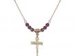  Nail Crucifix Medal Birthstone Necklace Available in 15 Colors 