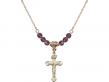  Crucifix Medal Birthstone Necklace Available in 15 Colors 