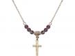  Crucifix Medal Birthstone Necklace Available in 15 Colors 