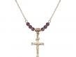  Crucifix Medal Birthstone Necklace Available in 15 Colors 