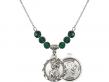  St. Christopher/National Guard Medal Birthstone Necklace Available in 15 Colors 