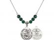  St. Michael/Army Medal Birthstone Necklace Available in 15 Colors 