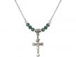  Crucifix Medal Birthstone Necklace Available in 15 Colors 