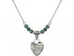  St. Michael Heart Medal Birthstone Necklace Available in 15 Colors 