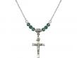  Crucifix Medal Birthstone Necklace Available in 15 Colors 