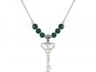  Small Key w/Double Hearts Medal Birthstone Necklace Available in 15 Colors 