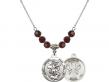  St. Michael/National Guard Medal Birthstone Necklace Available in 15 Colors 