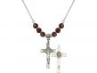  St Benedict Crucifix Medal Birthstone Necklace Available in 15 Colors 