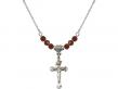  Crucifix Medal Birthstone Necklace Available in 15 Colors 